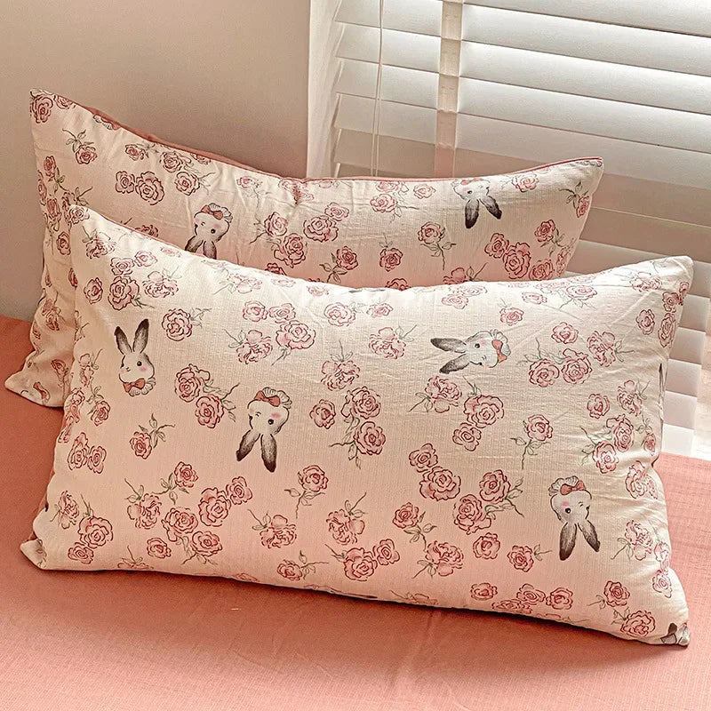 Afralia™ Cartoon Pattern Cotton Bedding Set with Double-Layer Quilt Cover & Super Soft Bedsheet