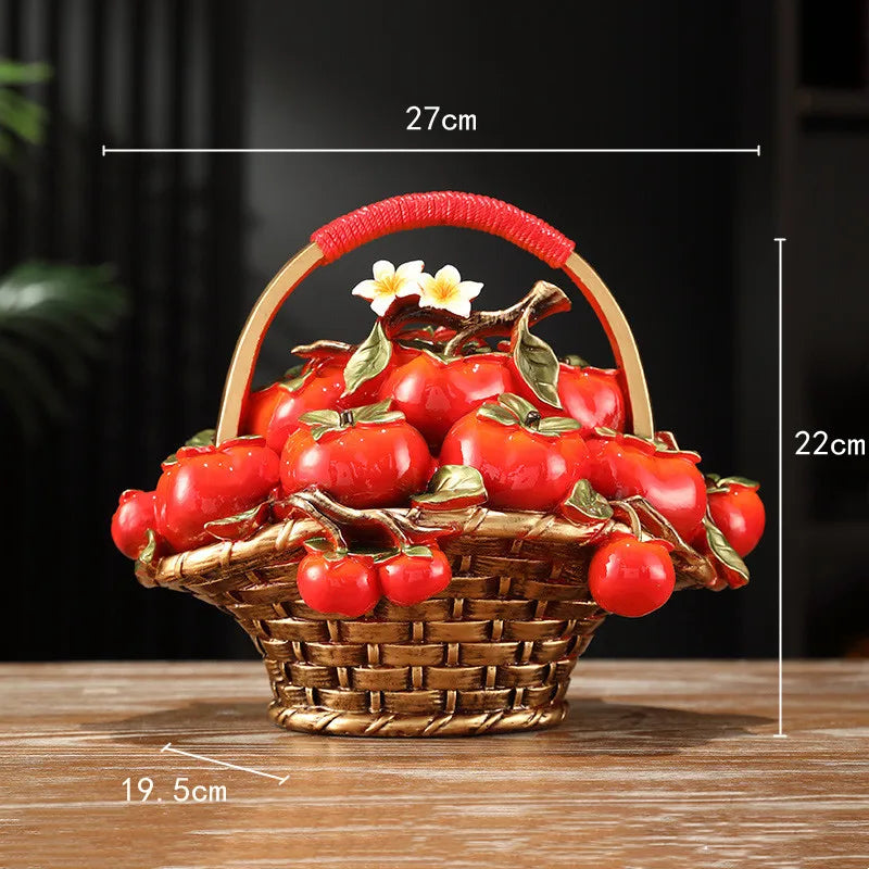 Afralia™ Persimmon Tree Apple Fruit Basket Home Decoration Figurines