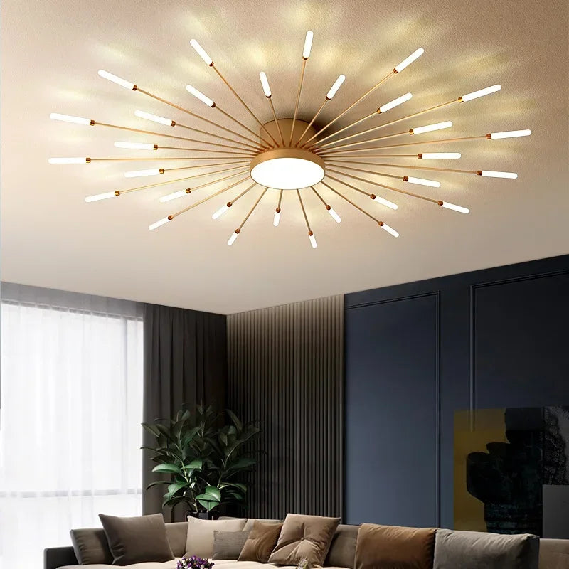 Afralia™ Acrylic Sunflower Ceiling Lamp in Brushed Antique Gold