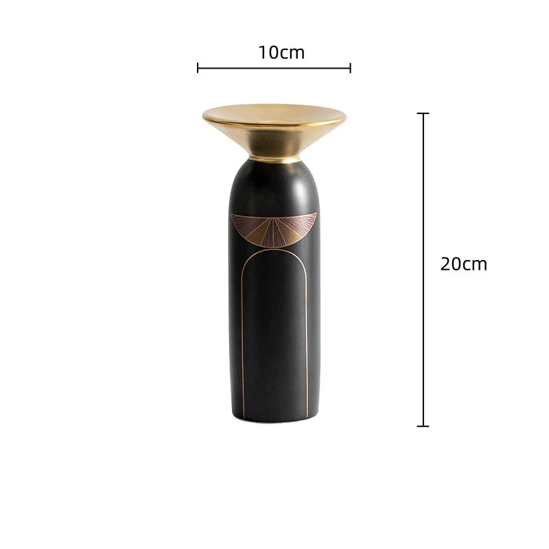 Afralia™ Golden Tray Vase Candlestick Set - Elegant Home Decor & Flower Arrangement Accessories