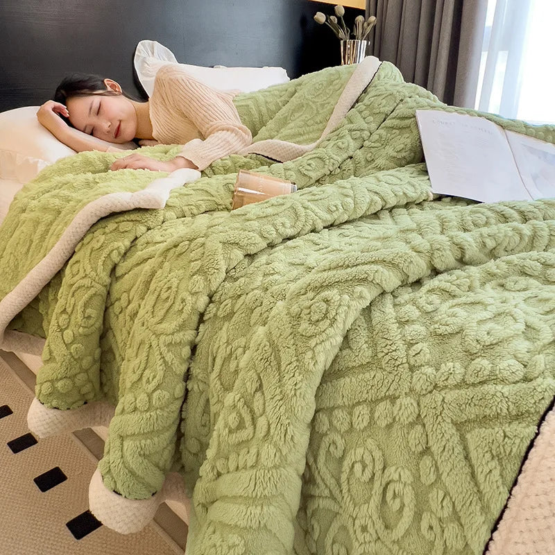 Afralia™ Coral Fleece Warm Blanket: Cozy Thicken Winter Bed Blanket