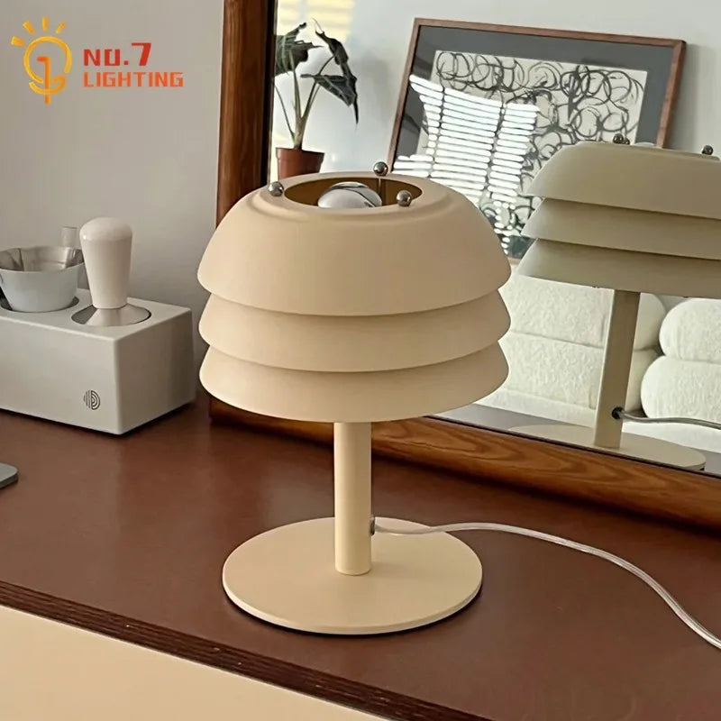Afralia™ Cream Medieval Design LED Table Lamp for Bedroom, Living Room, Kitchen, Cafe