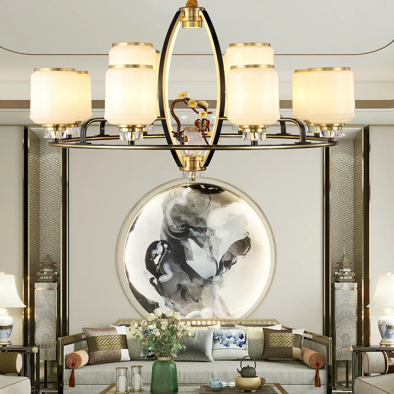 Afralia™ Luxe Jade Chandelier for Living Room and Villa Hall