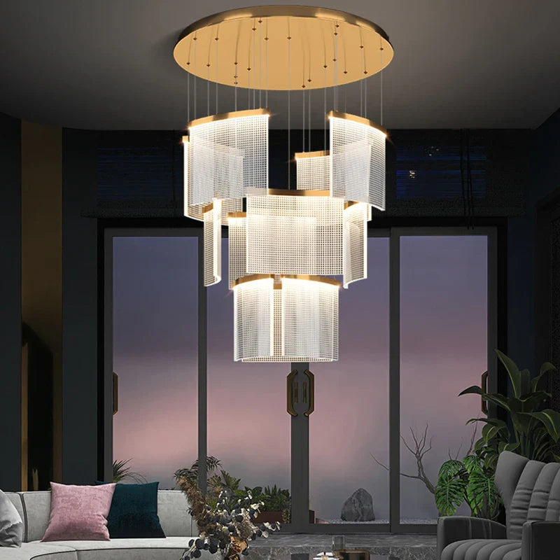 Afralia™ Luxury Large Chandelier for Modern Staircases, Living Rooms & High-Rise Lobbies