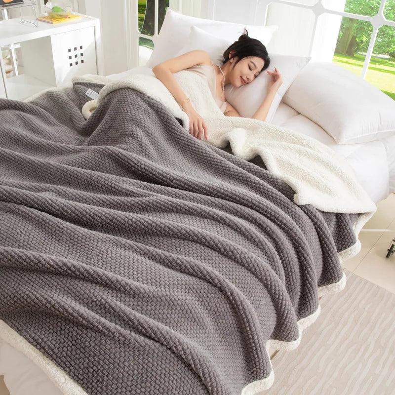 Afralia™ High-Density Plush Double-Layer Blanket - Multi-Functional and Cozy Warmth