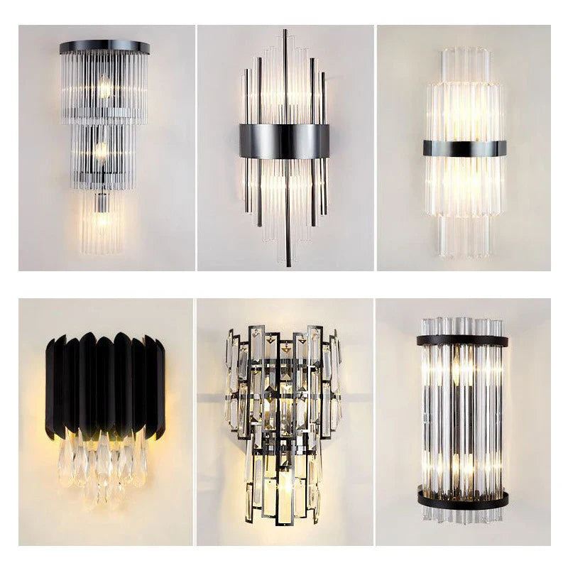 Afralia™ Crystal Wall Lamp: Modern Light Luxury for Living Room, Bedroom, and Corridor.