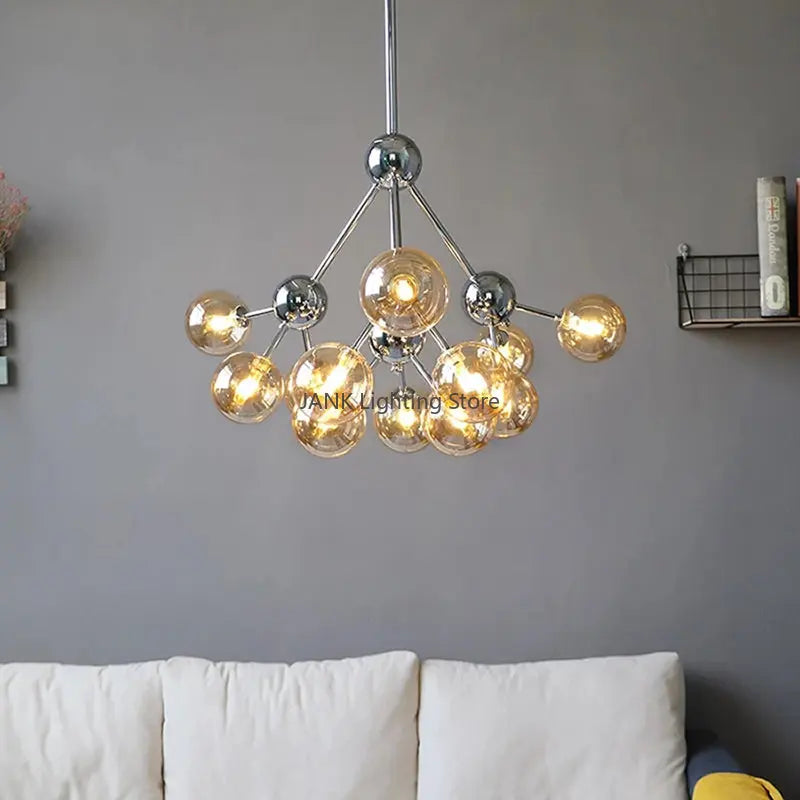 Afralia™ Multi-Head Chrome Chandelier Rose Gold LED Suspension Light for Interior Decor