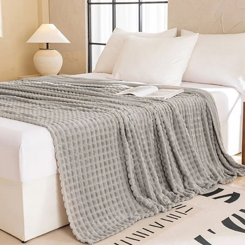 Afralia™ Nordic Flannel Checkered Blanket, Soft Queen King Size Sofa Decoration