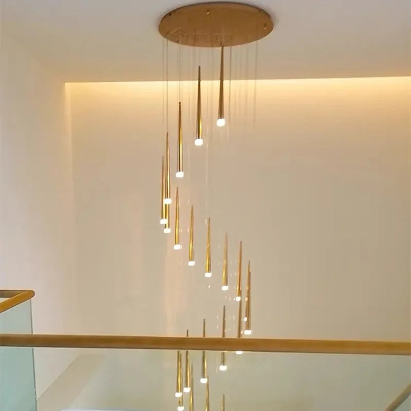 Afralia™ Modern LED Stair Chandelier for Duplex Apartment, Nordic Design for Bedroom, Restaurant, Bar.