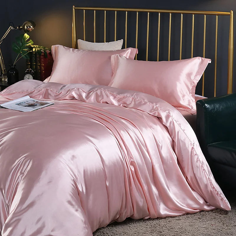 Afralia™ King Size Silk-Blend Duvet Cover Set with Pillowcases