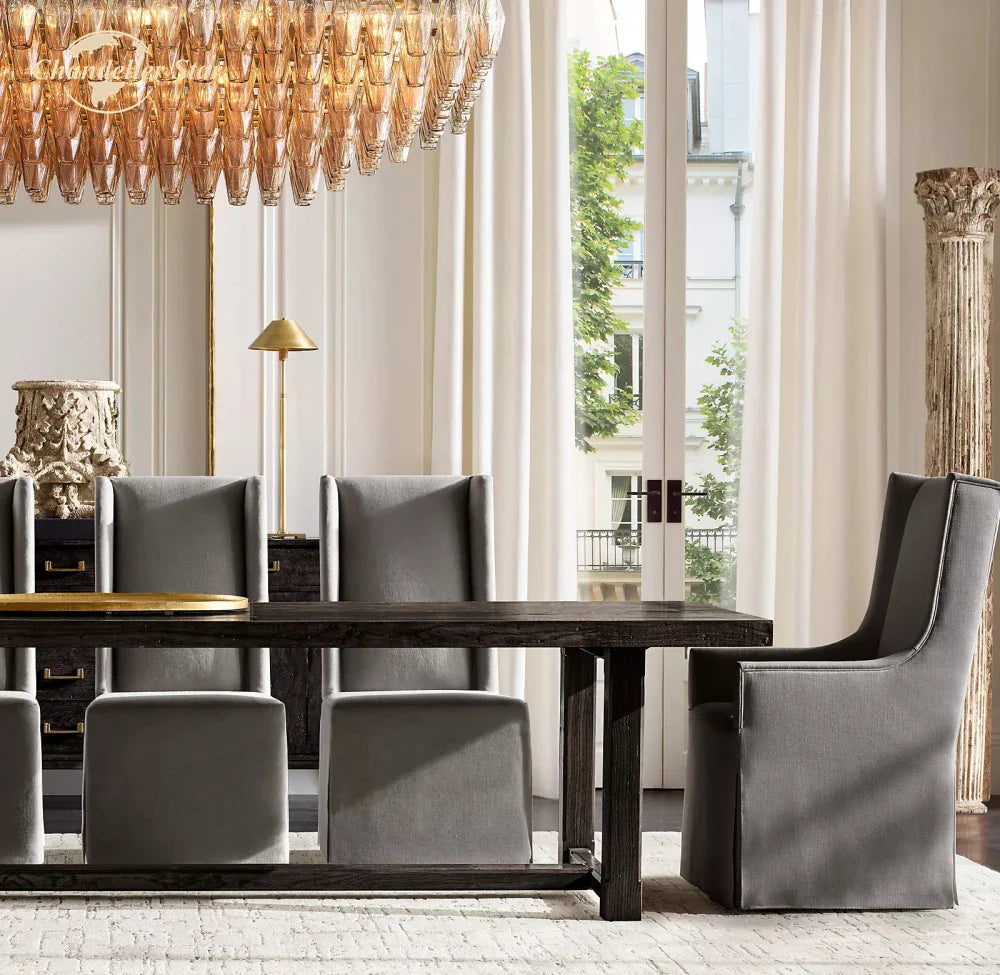 Afralia™ Chiara Smoke Glass Tiered Chandelier - Modern Large Rectangular Hanging Lights