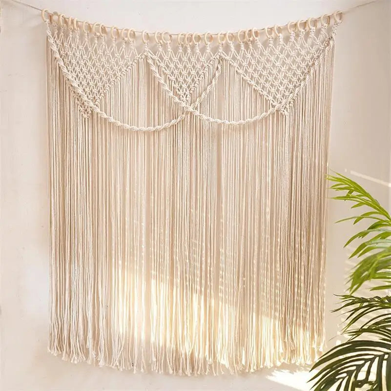 Afralia™ Bohemia Macrame Cotton Curtain Tapetsry Wall Hanging for Bedside, Door, Window