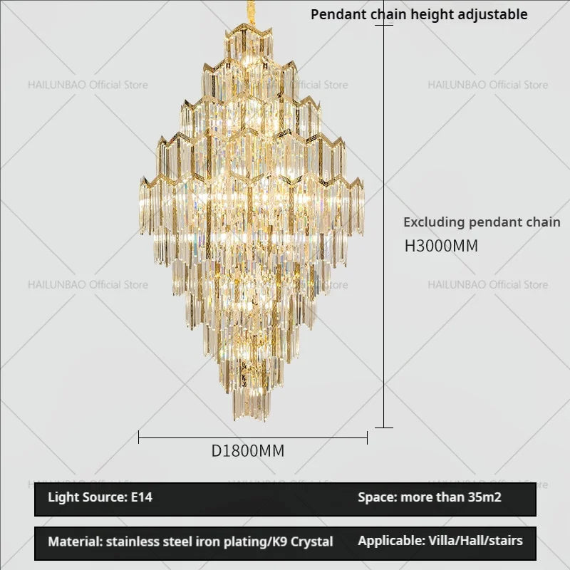 Afralia™ Crystal Chandelier: Modern Simple Luxury for Duplex Villa & Loft