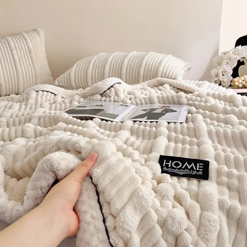 Afralia™ Cozy Faux Rabbit Plush Blanket for Autumn/Winter - Soft Milk Velvet Nap Blanket