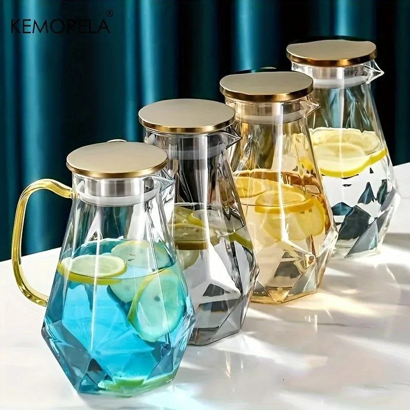 Afralia™ Diamond Texture Glass Teapot Set - Elegant Hot and Cold Water Kettle for Home