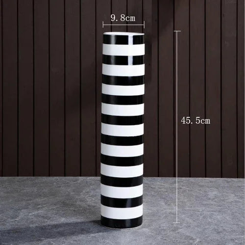 Afralia™ Elegant Striped Ceramic Vase TV Cabinet Crafts Hydroponic Home Decor Gift