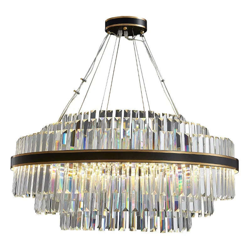 Afralia™ Black LED Crystal Chandelier for Dining Room Luxury Design