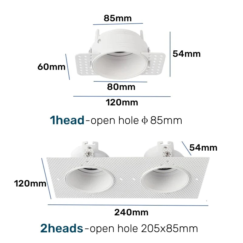 Afralia™ Double Head Square LED Downlight Mounting Frame for GU10/MR16 Spotlights