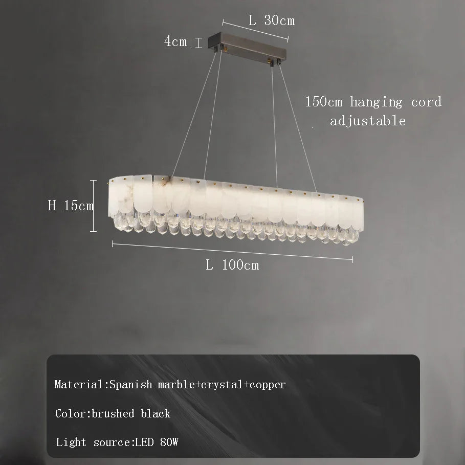 Afralia™ Crystal Marble Ceiling Chandelier LED Hanging Lamps for Dining Room