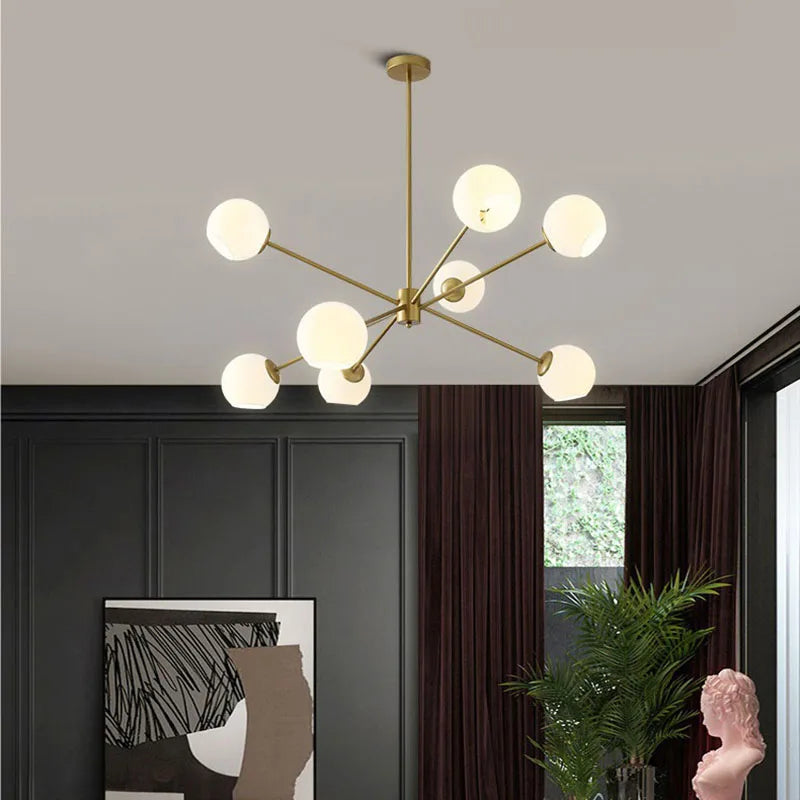 Afralia™ Glass Chandelier with Metal Frame for Parlor, Dining Room, and Bedroom Lighting