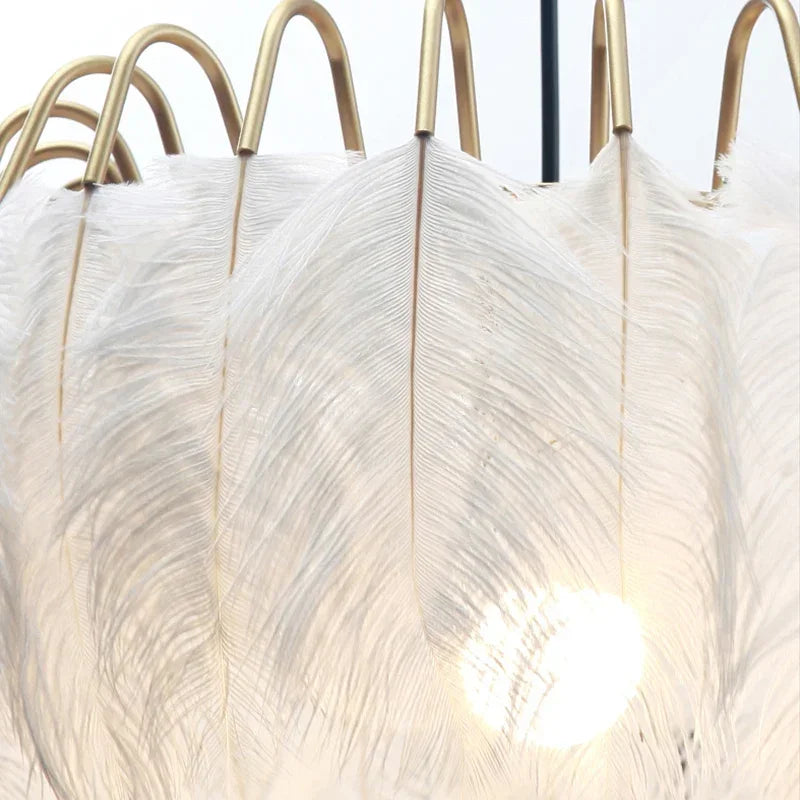 Afralia™ Nordic Feather LED Pendant Lights Living Room Chandelier: Stylish Indoor Lighting Fixture