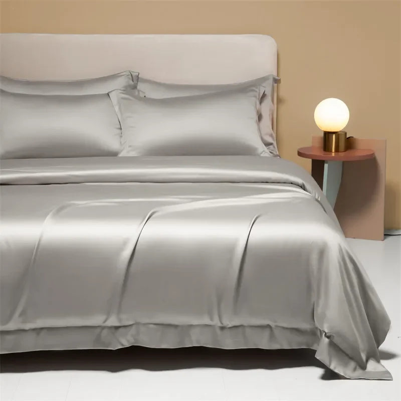 Afralia™ Satin Single Duvet Cover - Cool Solid Color, Smooth Finish