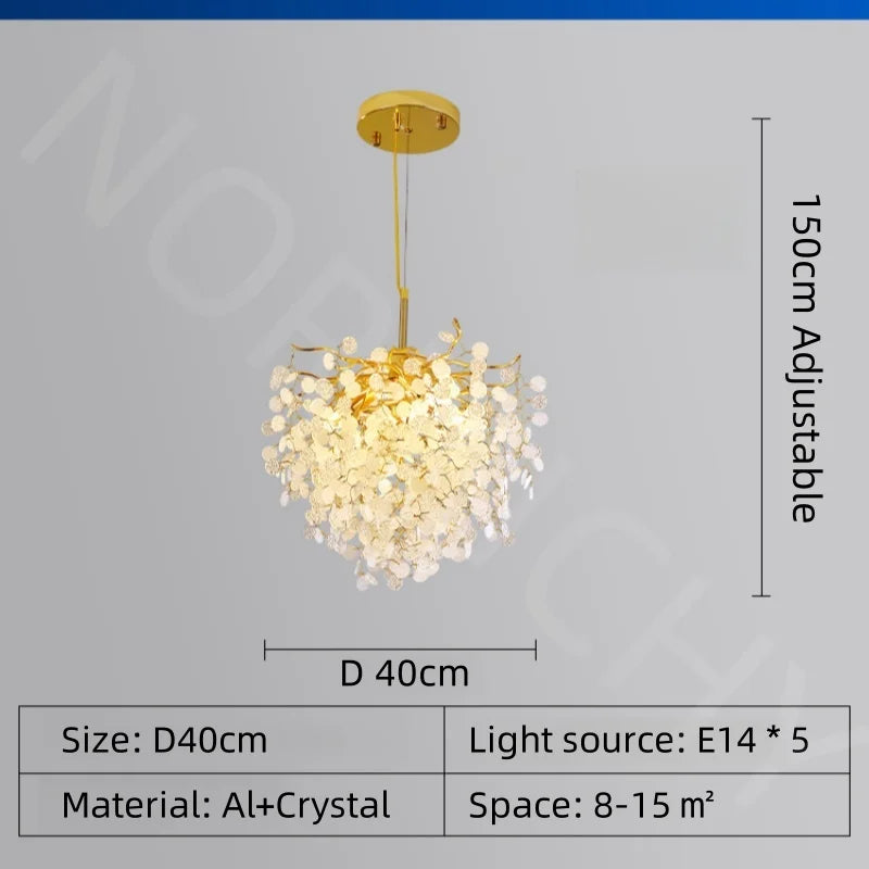 Afralia™ Gold Crystal Chandelier Pendant Light for Kitchen Island Living Room