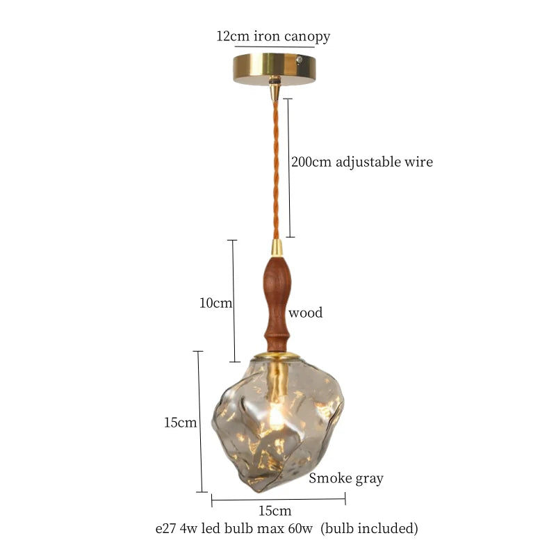 Afralia™ Cracked Glass LED Pendant Light for Cafe Bar Kitchen Living Room