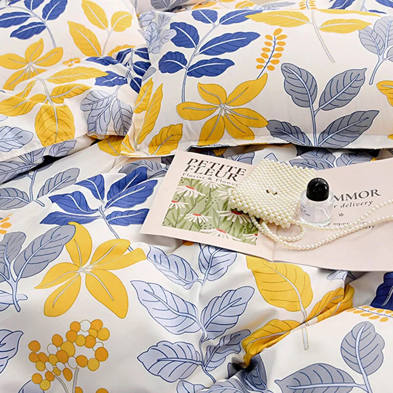 Afralia™ Pastoral Printed Cotton Comforter Cover for Queen King Bed - Four Seasons