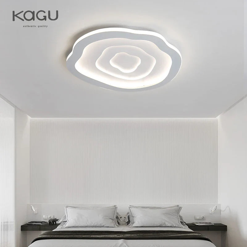 Afralia™ Modern LED Ceiling Chandelier for Living Room Bedroom Kitchen Study, White Dimmable Remote Control Light Fixtures