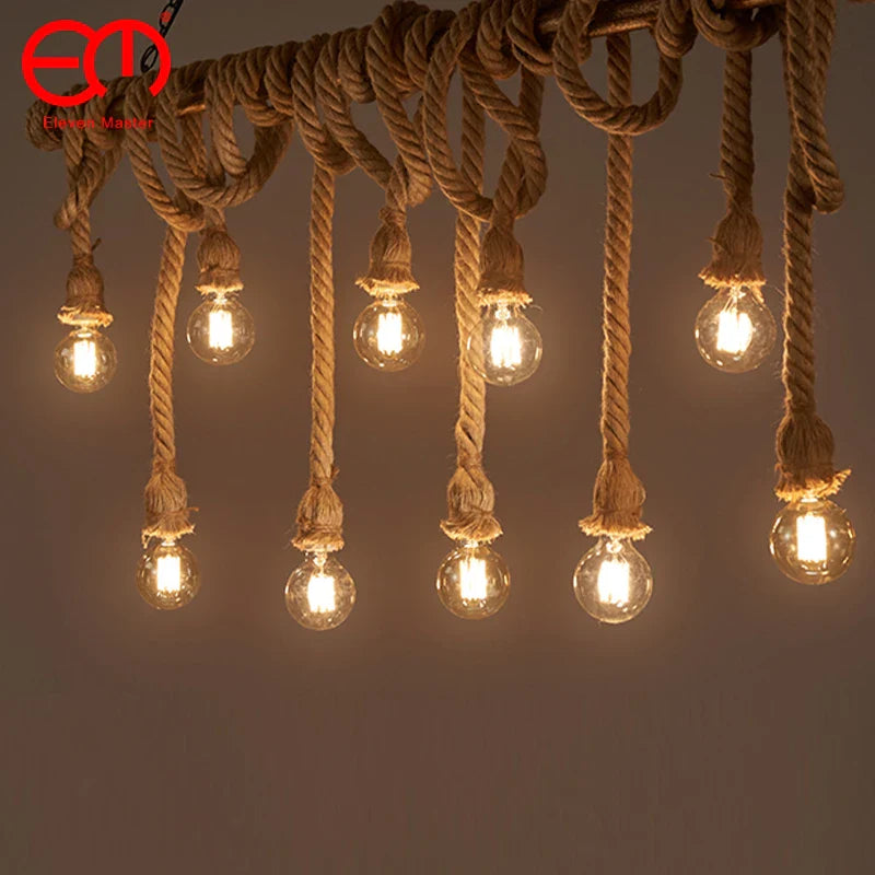 Afralia™ Hemp Rope Pendant Light Holder, Industrial Loft Personality Edison Lamp