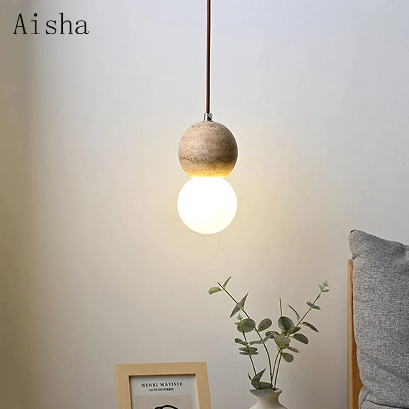 Afralia™ Yellow Cave Stone Pendant Lamp Gourd Hanging Light - Nordic Living Room Decor