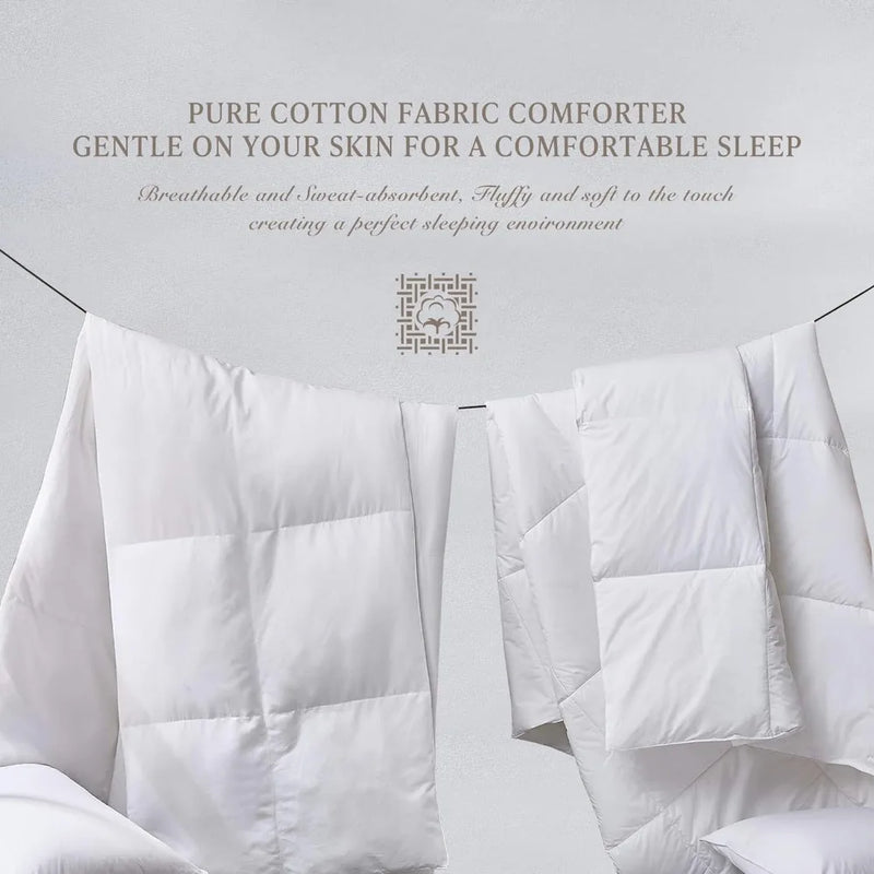 Indulgent White Feather Goose Down Comforter for All-Season Warmth