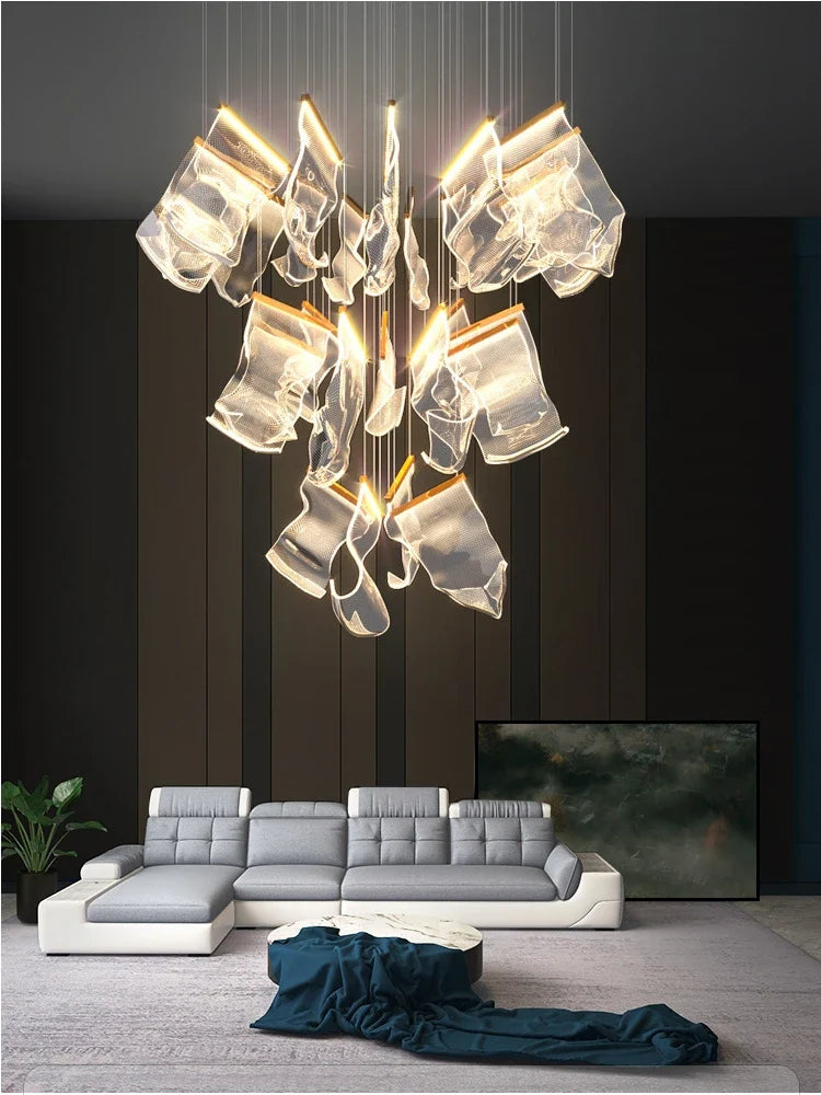 Afralia™ LED Modern Ceiling Chandelier for Living Room Staircase Restaurant Attic Home