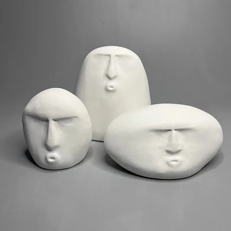 Afralia™ Stone Human Face Sculpture Decoration for Desk Ornaments & Room Aesthetic