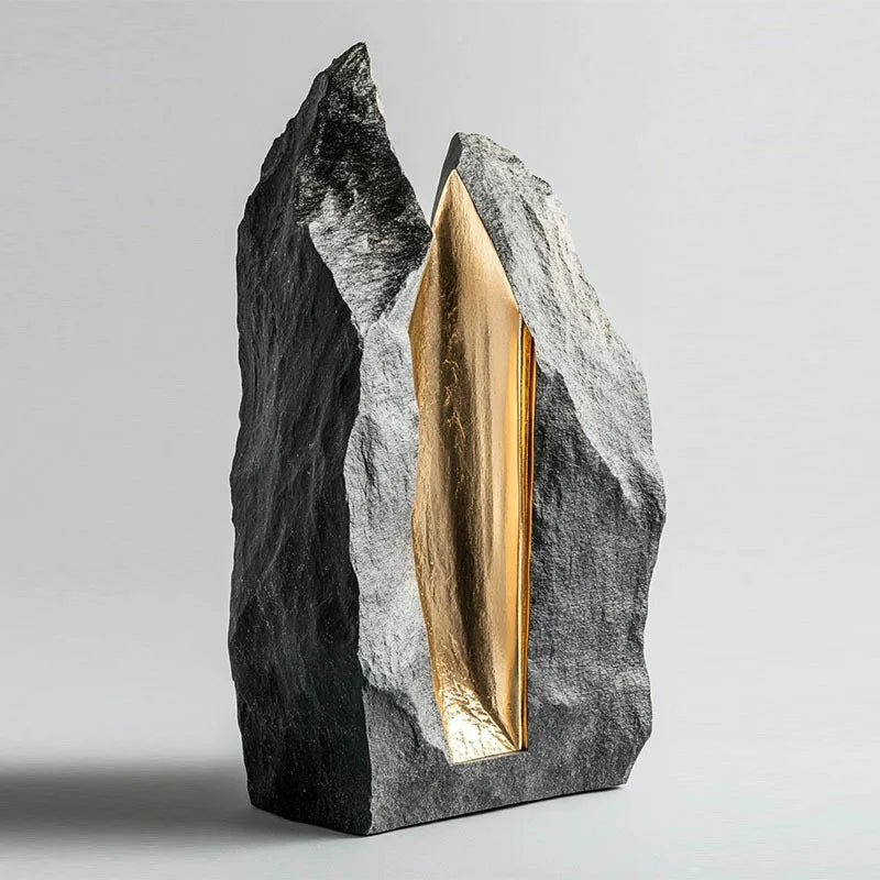 Afralia™ Golden Geometric Animal Sculpture Decor Figurine Ornament Abstract Resin Handicraft