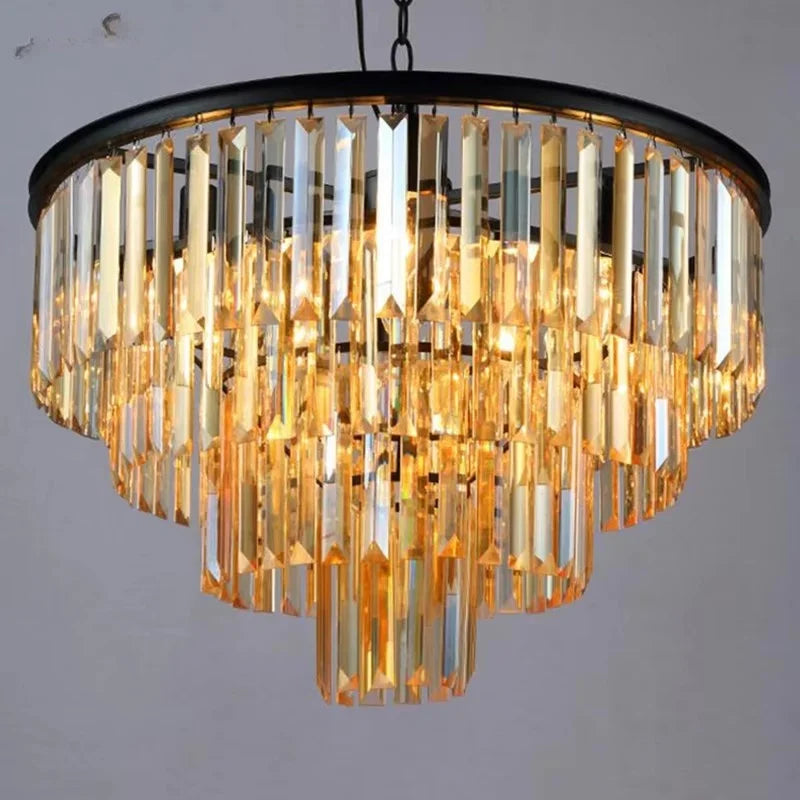 Afralia™ Smoky Gray Crystal Chandelier | Elegant K9 Crystal Suspension for Hospitality Settings