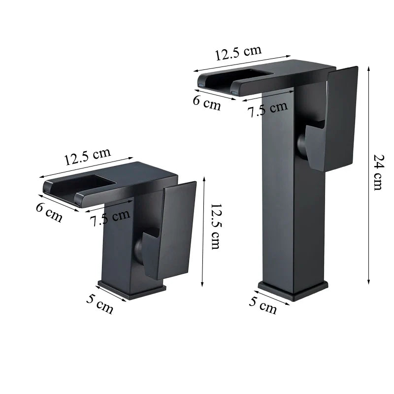 Afralia™ LED Waterfall Basin Faucet: Black Mixer Tap with Light, Deck Mount Kitchen Sink