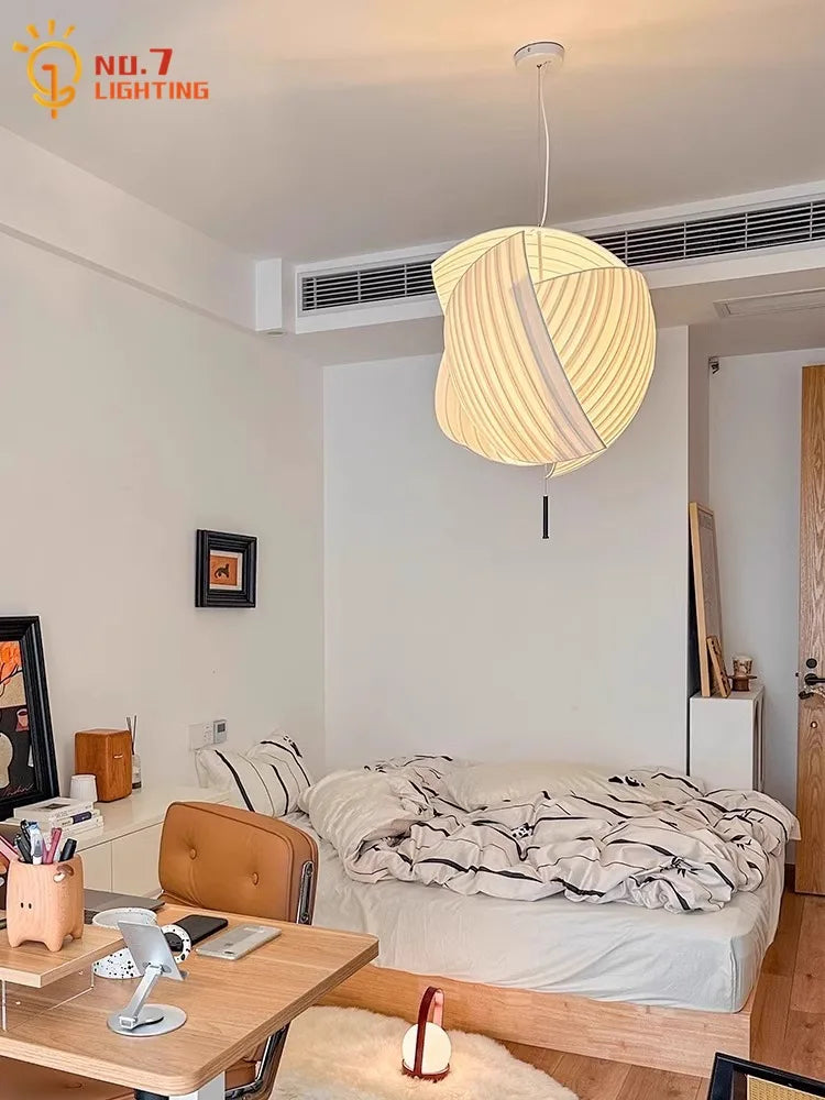 Afralia™ Wabi-sabi Fabric Art LED Pendant Lights for Home and Restaurant