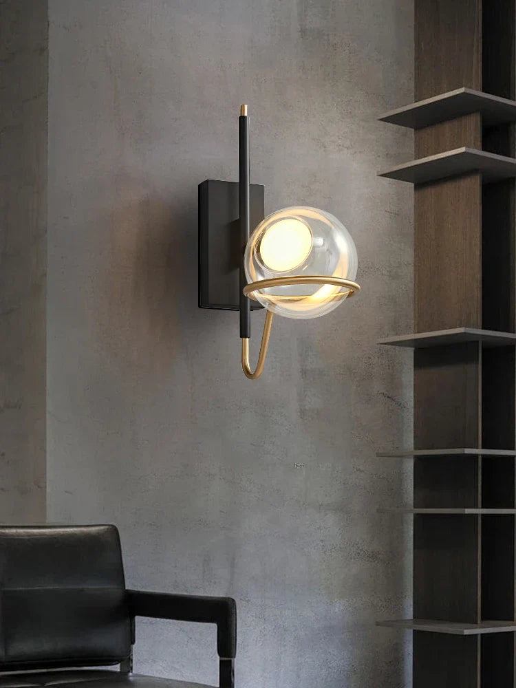 Afralia™ Glass Wall Sconce Led Home Decoration Luxury Black Gold Wall Light
