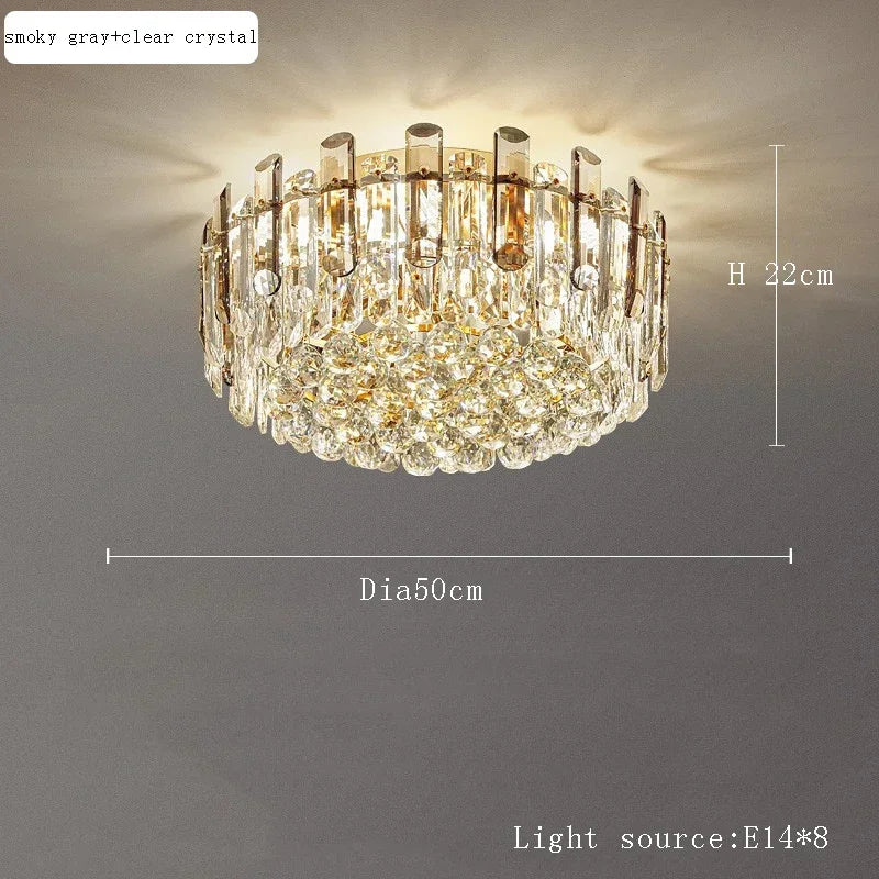 Afralia™ Nordic Crystal Chandelier LED Round Light for Living Bedroom Dining Room