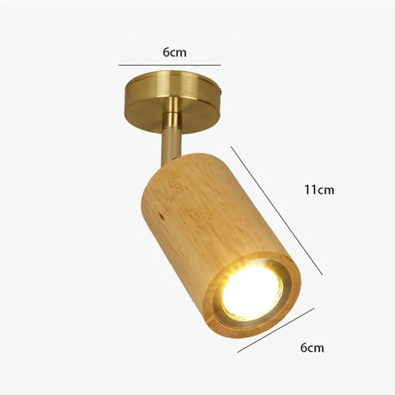 Afralia™ Modern Wood LED Ceiling Lamp with Adjustable Spotlight for Versatile Home Decor