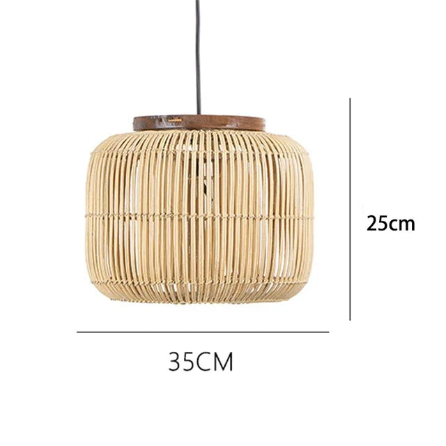 Afralia™ Vintage Rattan Pendant Lamps: Japanese Wabi Sabi Style for Kitchen, Dining Room