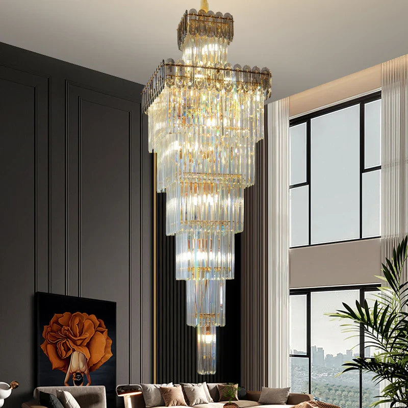 Afralia™ Nordic Duplex Villa Crystal Chandelier for Luxury Spaces