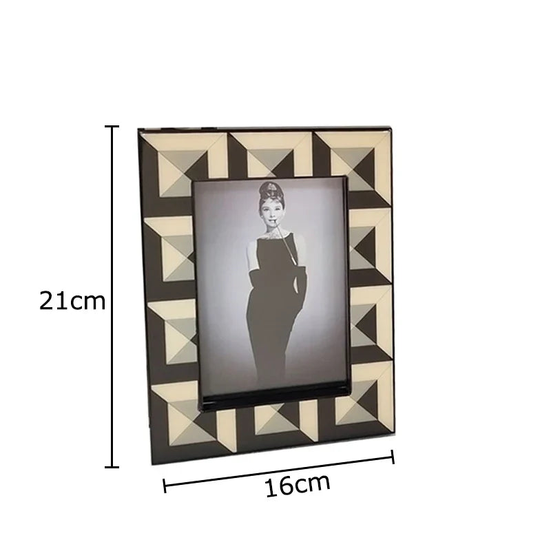 Afralia™ Checkered Photo Frame 6/7 Inch - Bedside Table or Desk Decoration
