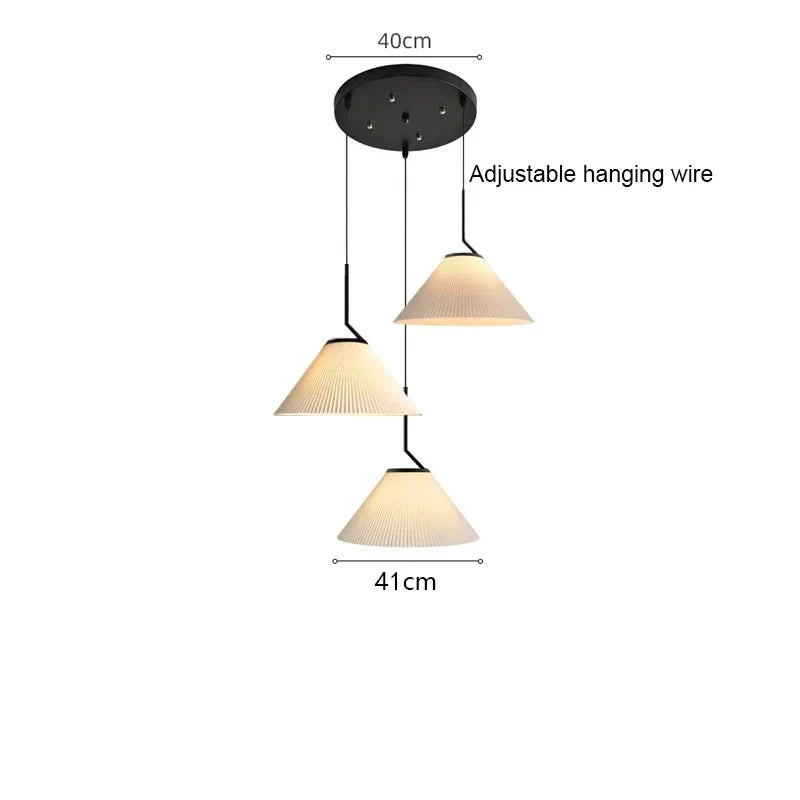 Afralia™ Cream LED Pendant Light Nordic Pleated Chandelier for Home Decoration