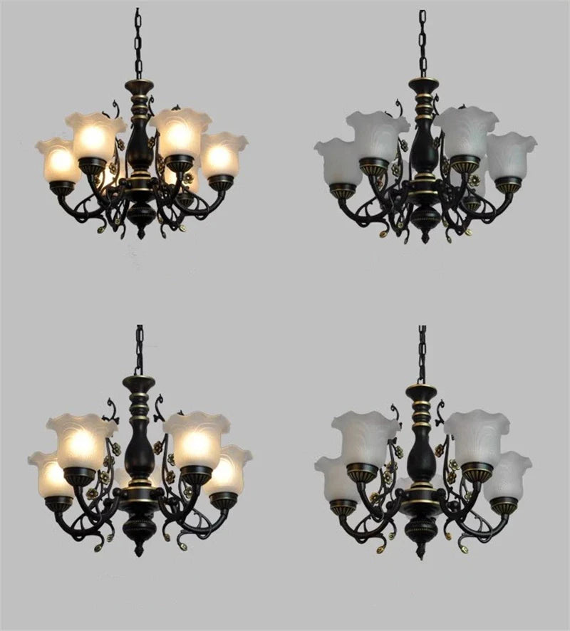 Afralia™ Glass Shade Ceiling Chandelier for Home Decor Lighting