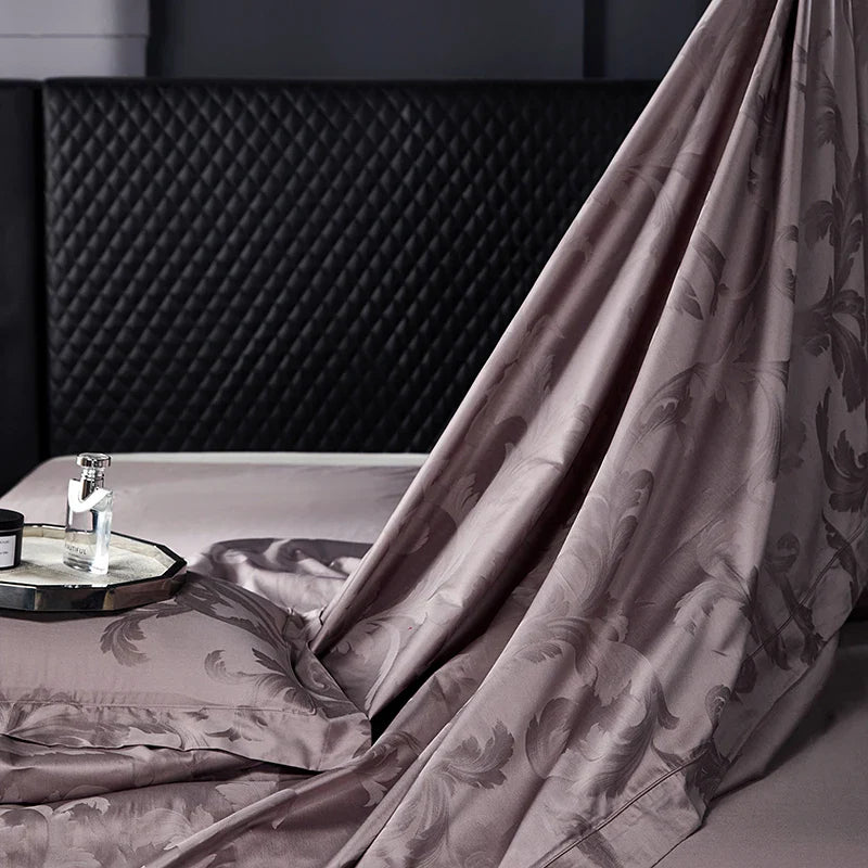 Afralia™ Luxury Egyptian Cotton Jacquard Bedding Set with Duvet Cover, Sheet, and Pillowcases