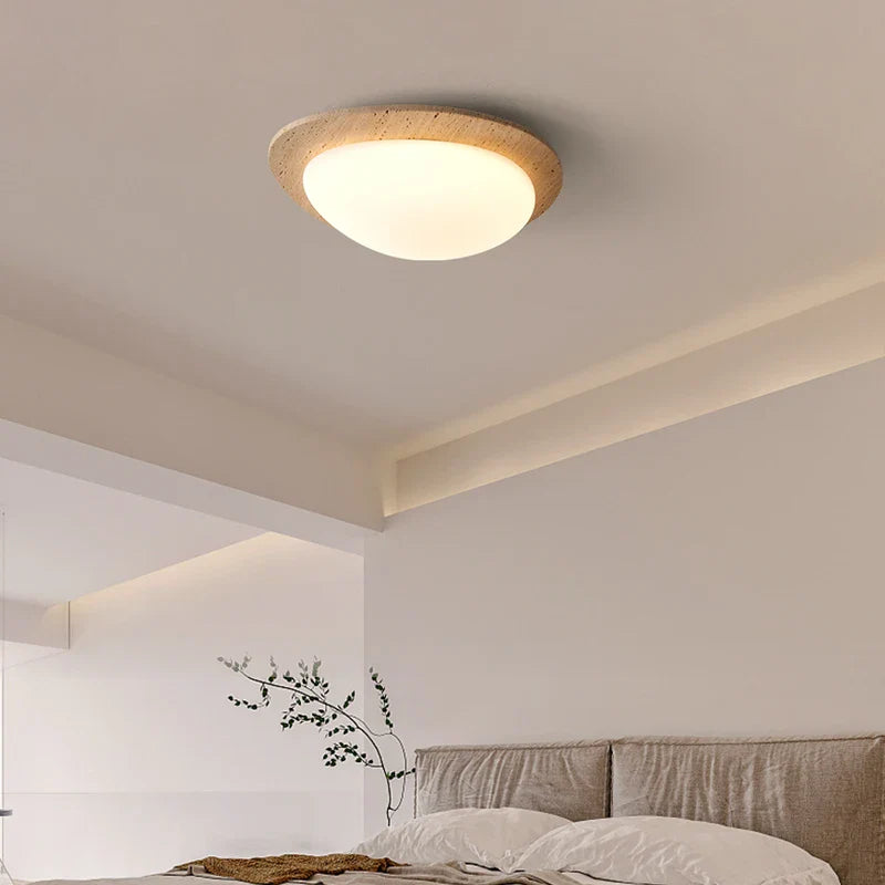 Afralia™ White LED Ceiling Light Fixture | Wabi Sabi Yellow Cave Stone Decor