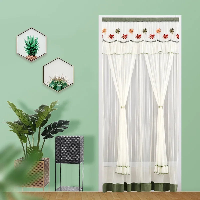 Afralia™ Lace Embroider Anti-Mosquito Net Door Curtains - Pleated Design for Light and Air Flow